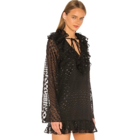 House of Harlow 1960 Revolve Yalitza Fil Coupe Chiffon Mini Dress Black XXS - Picture 1 of 16